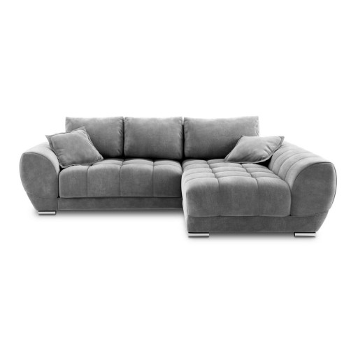 Colțar extensibil cu tapițerie de catifea și șezlong pe partea dreaptă Windsor & Co Sofas Nuage, gri