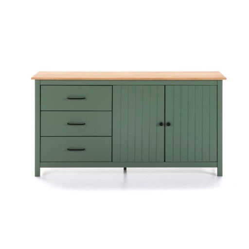 Comodă verde/în culoare naturală joasă din lemn masiv de pin 150x80 cm Miranda – Marckeric