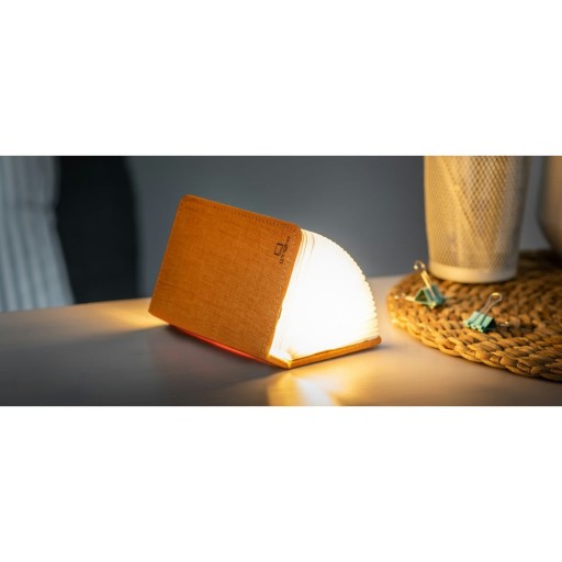 Veioză de birou cu LED Ginko Booklight Mini, formă de carte, portocaliu