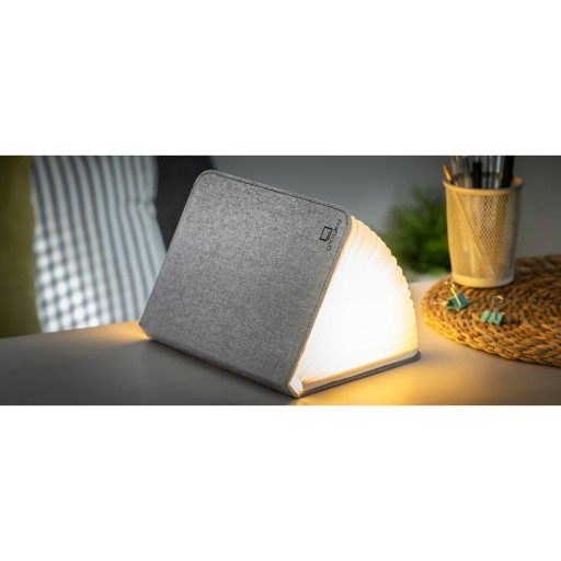 Veioză de birou cu LED Ginko Booklight Large, formă de carte, gri