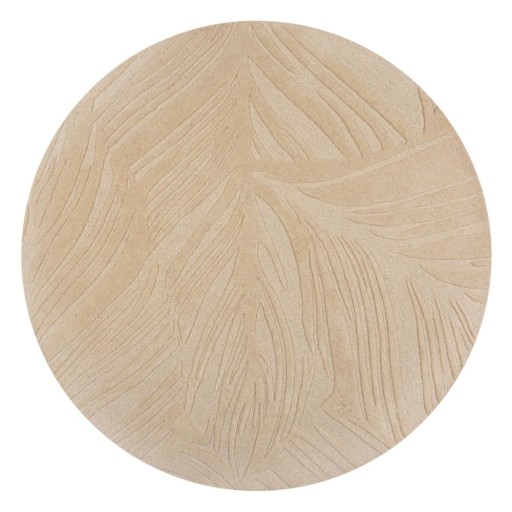 Covor bej rotund din lână ø 160 cm Leaf - Flair Rugs