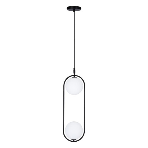 Lustră neagră cu abajur din sticlă 18.5x15 cm Cordel – Candellux Lighting