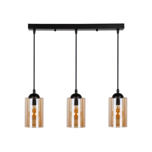 Lustră neagră cu abajur din sticlă 10x55 cm Bistro – Candellux Lighting