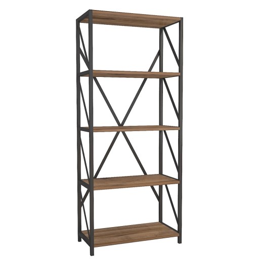 Bibliotecă neagră/maro cu aspect de lemn de pin 64x150 cm Eser – Gauge Concept