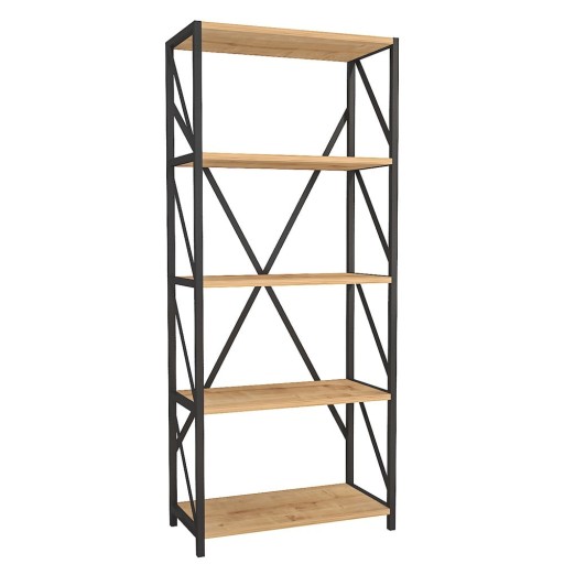 Bibliotecă neagră/cu aspect de lemn de pin 64x150 cm Eser – Gauge Concept