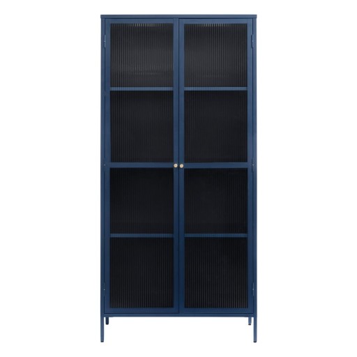 Vitrină albastru-închis din metal 90x190 cm Bronco – Unique Furniture