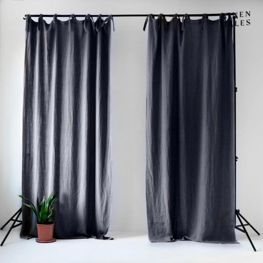 Draperie gri închis 140x300 cm Night Time – Linen Tales