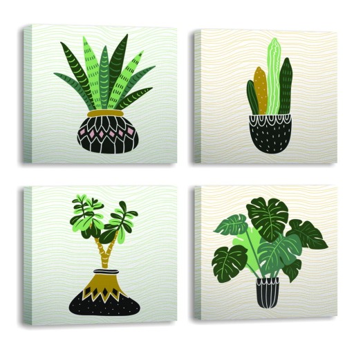 Tablouri 4 buc. 30x30 cm Plants – Wallity