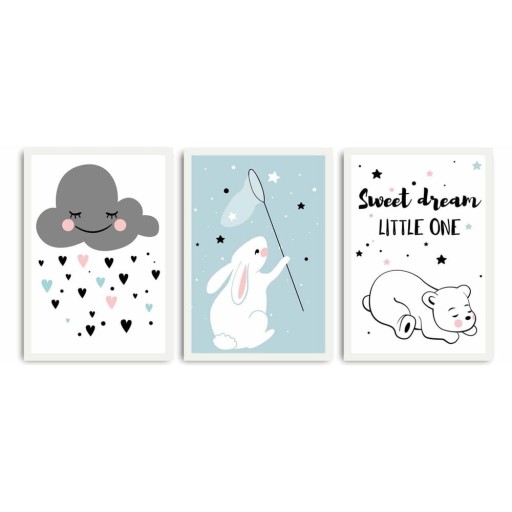 Tablouri 3 buc. 35x50 cm Sweet Dreams Little One – Wallity