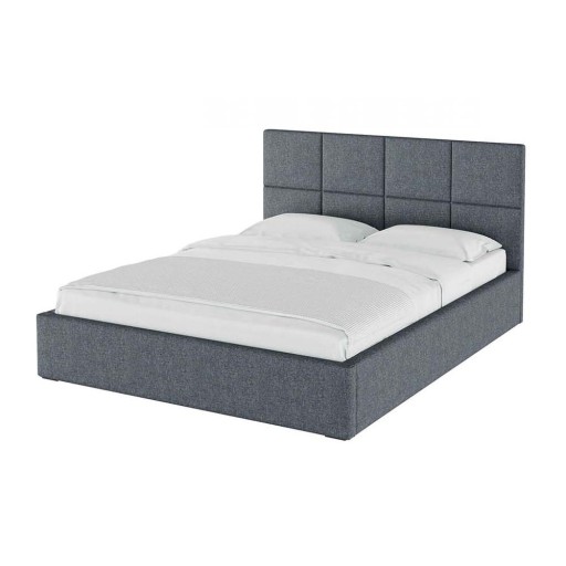 Pat matrimonial gri tapițat cu spațiu de depozitare cu somieră 160x200 cm Bufo Bed – MESONICA