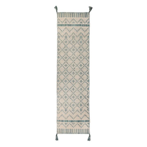 Covor din bumbac Flair Rugs Leela, 60 x 200 cm, bej - albastru