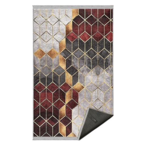 Covor burgundy-gri lavabil de tip traversă 80x200 cm – Mila Home