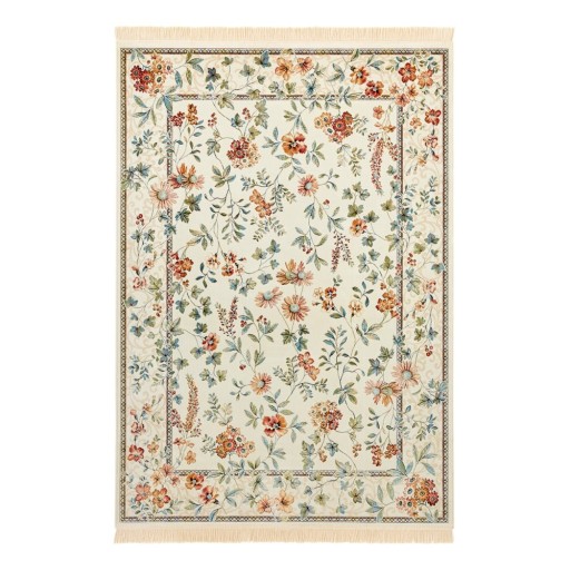 Covor crem din viscoză 95x140 cm Oriental Flowers – Nouristan