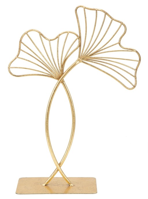 Decoratiune Double Leaves, Mauro Ferretti, 25x8.5x35 cm, fier, auriu