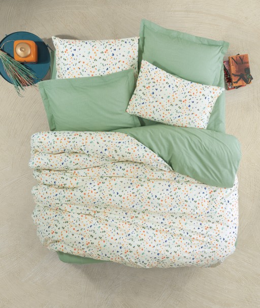 Lenjerie de pat pentru o persoana Single XXL (DE), Lola - Green, Cotton Box, Bumbac Ranforce