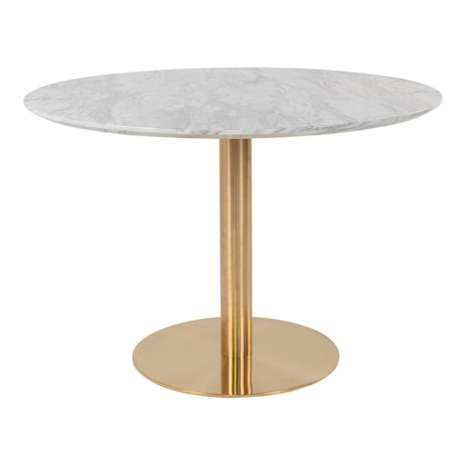 Masă de dining rotundă cu blat cu aspect de marmură ø 110 cm Bolzano – House Nordic