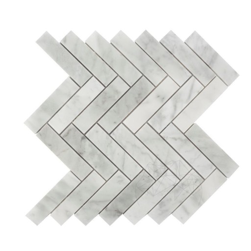 Mozaic Marmura Bianco Carrara Chevron Mata