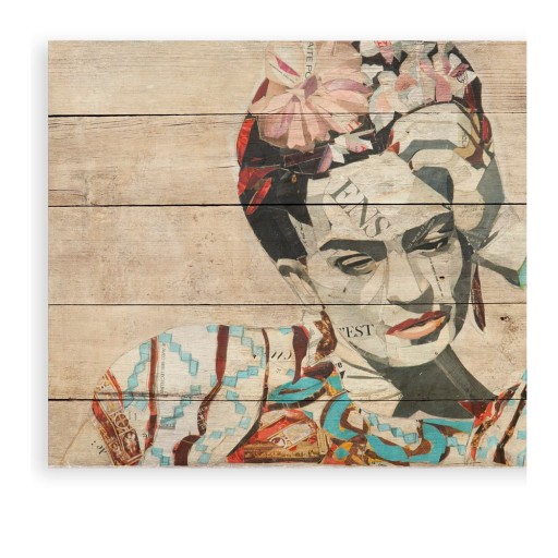 Tablou din lemn de pin Madre Selva Collage of Frida, 40 x 60 cm