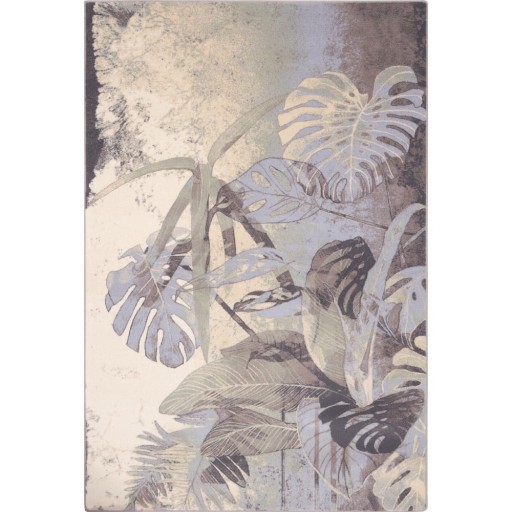 Covor gri/crem din lână 200x300 cm Plants – Agnella