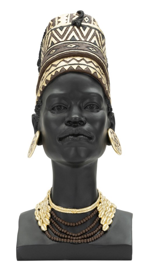 Statueta decorativa, Massai Woman, Mauro Ferretti, 21.5 x 27.5 x 45 cm, polirasina, negru/multicolor