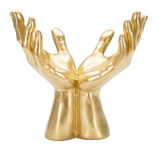 Statueta decorativa, Peace Hands, Mauro Ferretti, 25 x 15 x 24 cm, polirasina, auriu