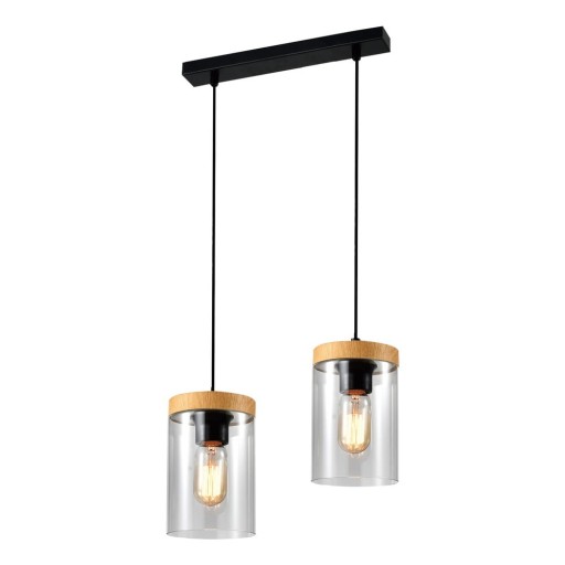 Lustră neagră-în culoare naturală cu abajur din sticlă ø 12 cm Wels – Candellux Lighting