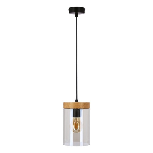 Lustră neagră-în culoare naturală cu abajur din sticlă ø 12 cm Wels – Candellux Lighting