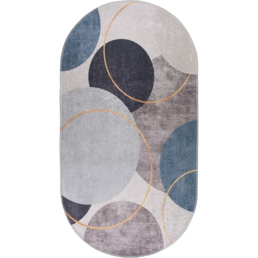 Covor albastru-gri lavabil 80x120 cm Oval – Vitaus