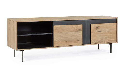 Comoda TV Stanwood, Bizzotto, 160 x 40 x 57 cm, MDF/furnir din lemn de stejar