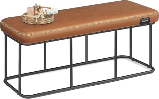 Bancheta Vasagle Ekho, 120 x 40 x 45 cm, max 300 kg, piele ecologica/otel, caramel