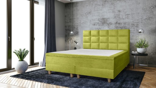 Pat matrimonial, Stockholm, Cubic E, 140x200 cm, saltea tip Pocket, topper memory, Verde