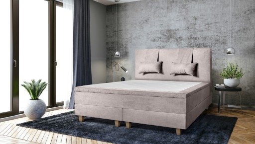 Pat matrimonial, Stockholm, Classic E, 140x200 cm, saltea tip Pocket, topper memory, Taupe