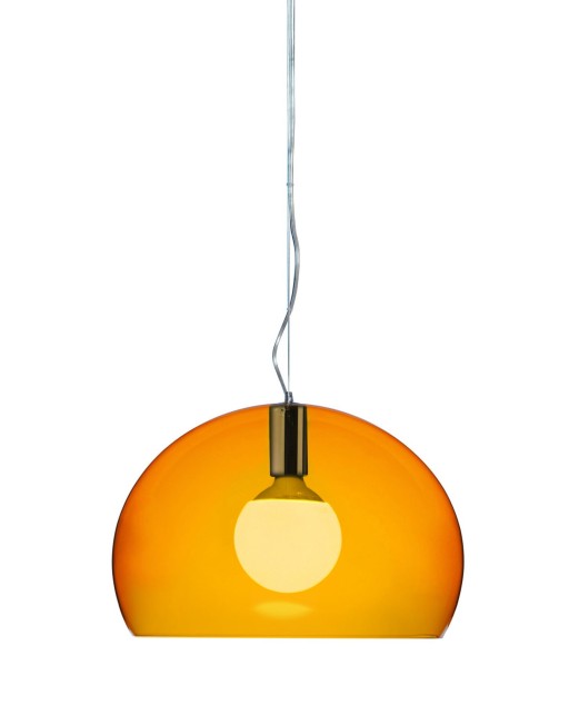 Suspensie Kartell FL/Y design Ferruccio Laviani E27 max 15W LED h28cm portocaliu transparent