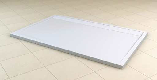 Cadita de dus dreptunghiulara SanSwiss ILA WIA 80x100cm slim marmura sintetica alb