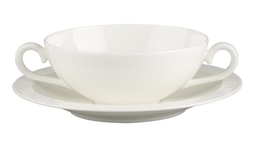 Ceasca si farfuriuta supa Villeroy & Boch White Pearl 0.40 litri