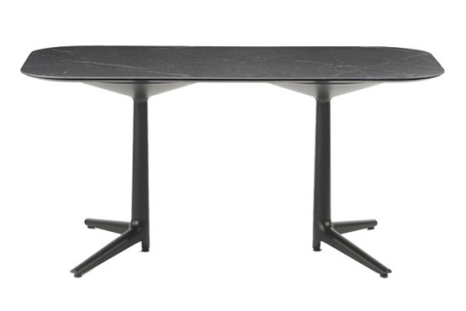 Masa Kartell Multiplo XL design Antonio Citterio 180x90cm h75cm blat cu finisaj marmura negru