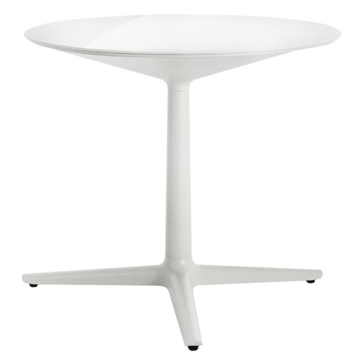 Masa rotunda Kartell Multiplo design Antonio Citterio d78cm h74cm blat sticla alb