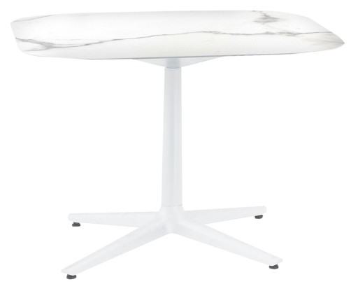 Masa Kartell Multiplo design Antonio Citterio 99x99cm h74cm blat cu finisaj marmura alb