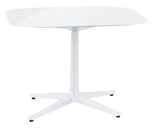 Masa Kartell Multiplo design Antonio Citterio 99x99cm h74cm blat sticla alb