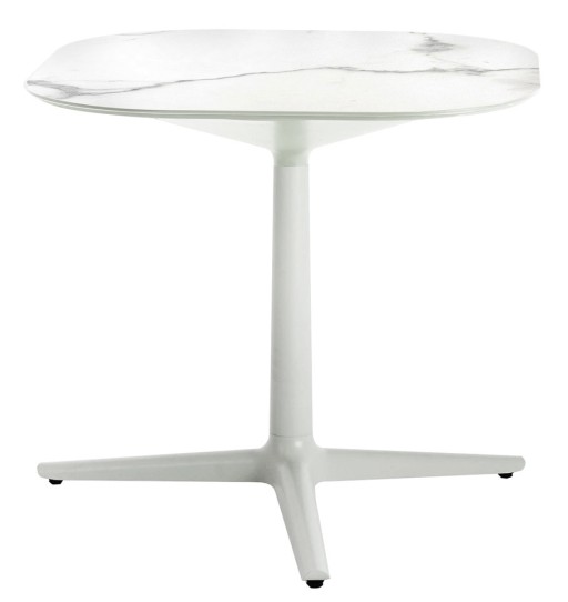 Masa Kartell Multiplo design Antonio Citterio 78x78cm h74cm blat cu finisaj marmura alb