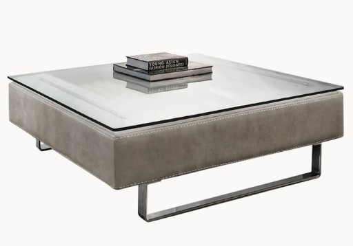 Masuta Gamma Fox T55 cu top piele categoria C si sticla baza metalica 80x80cm h35cm Made in Italy