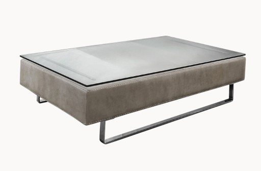 Masuta Gamma Fox T56 cu top piele categoria F si sticla baza metalica 120x80cm h35cm Made in Italy