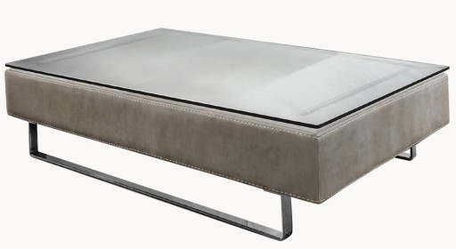 Masuta Gamma Fox T58 cu top piele categoria E si sticla baza metalica 140x100cm h35cm Made in Italy