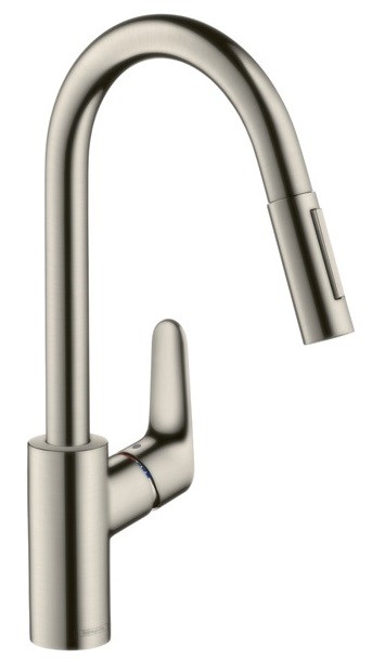 Baterie bucatarie Hansgrohe M4116-H240 ComfortZone 240 dus extractibil cu doua tipuri de jet finisaj Inox