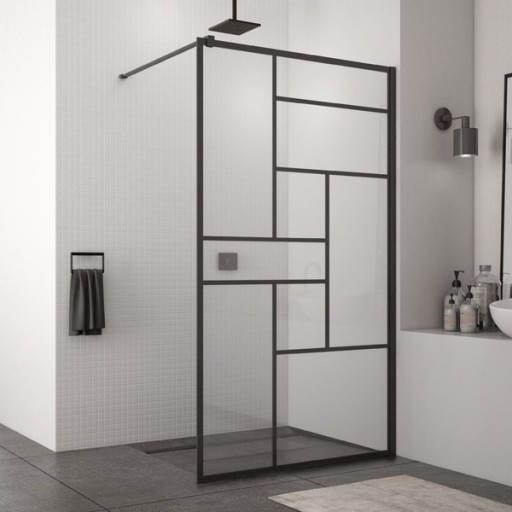 Cabina de dus Walk-In SanSwiss Easy STR4P 140 cm sticla securizata Loft 73 8 mm profil negru mat