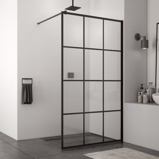 Cabina de dus Walk-In SanSwiss Easy STR4P 90 cm sticla securizata Loft 75 8 mm profil negru mat