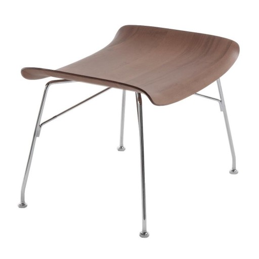 Taburet Kartell Smart Wood S/Wood design Philippe Stark Basic Veneer Dark wood picioare crom