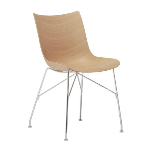 Scaun Kartell Smart Wood P/Wood design Philippe Stark Basic Veneer Light wood picioare crom