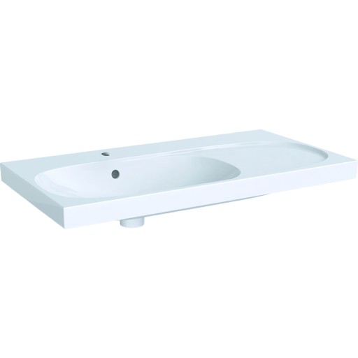 Lavoar asimetric Geberit Acanto 90x48.2cm cu raft dreapta alb