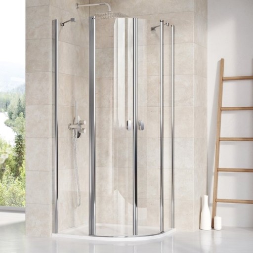 Cabina de dus semirotunda Ravak Concept Chrome CSKK4-80 80x80cm alb